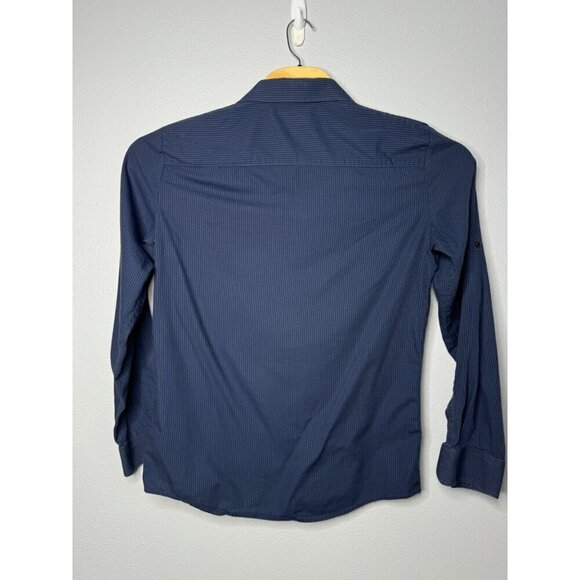 Rock & Republic Button Down Long Sleeve Shirt w/ Roll Tabs SZ Medium Dark Blue - Picture 3 of 11